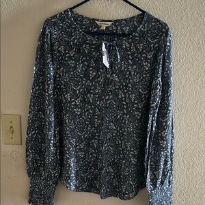 Lucky Brand Navy Floral Long Sleeve Top